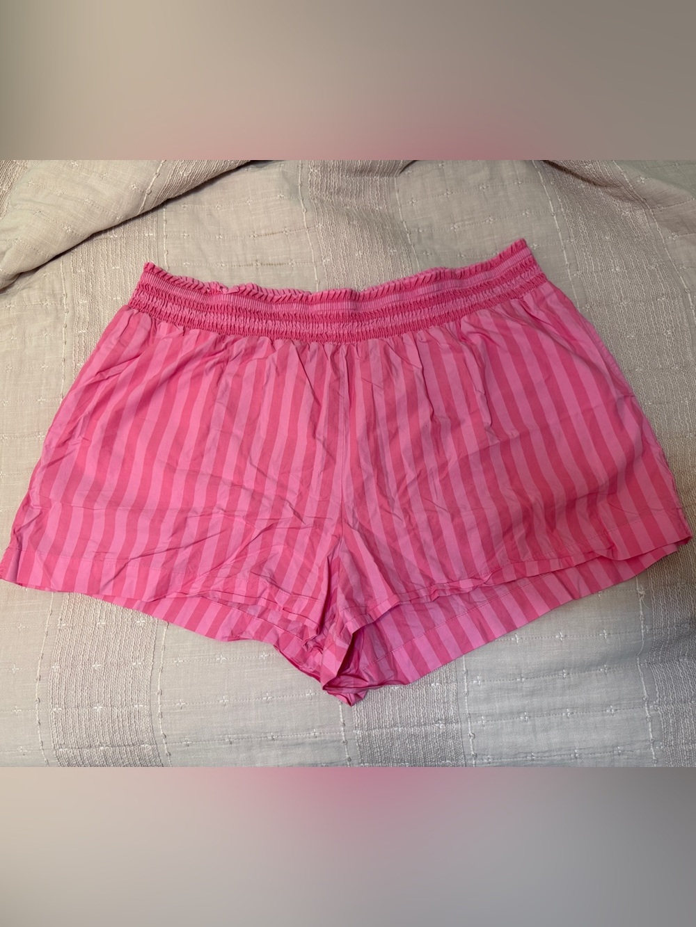 a new day Pink Striped Smocked Waist Elastic Shorts